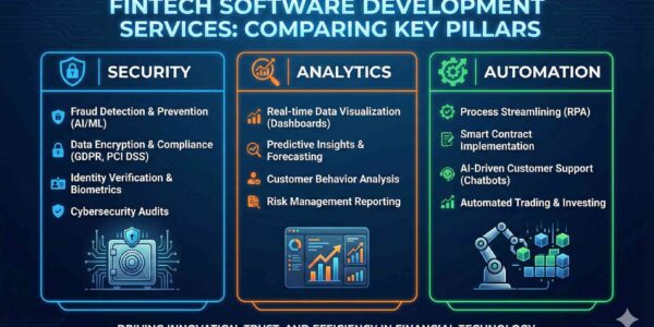 Comparing Key Fintech Software Development Services: Security, Analytics, and Automation